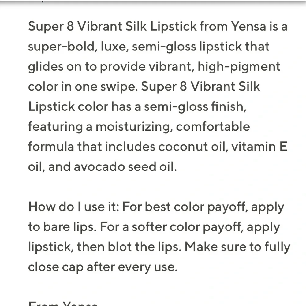NEW YENSA super 8 vibrant silk lipstick
